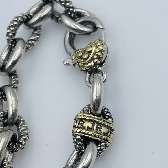 Judith Ripka JR Two Sterling Silver & 18k Gold Link Chain Bracelet - Picture 3 of 8